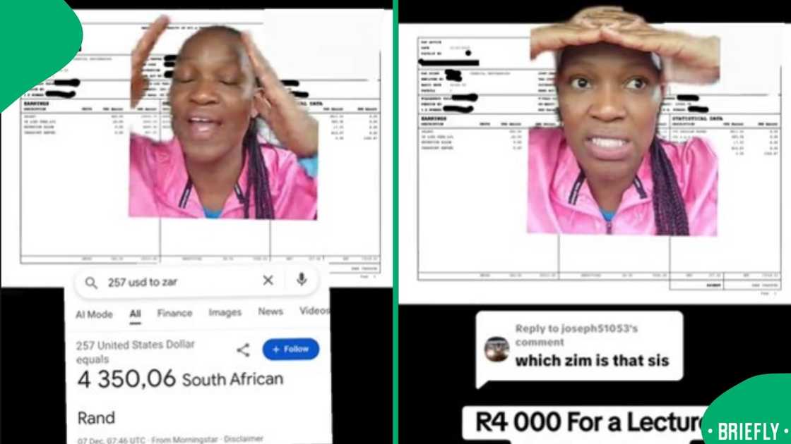 The visual on the right showed a woman stunned at the pay slip