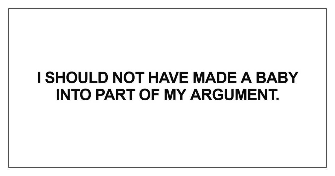 I should not have made a baby into part of my argument I should not have made a baby into part of my argument