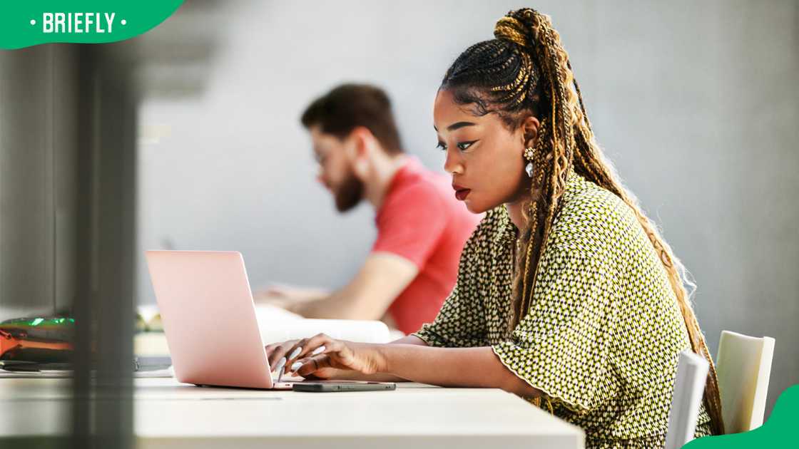 A learner on her laptop