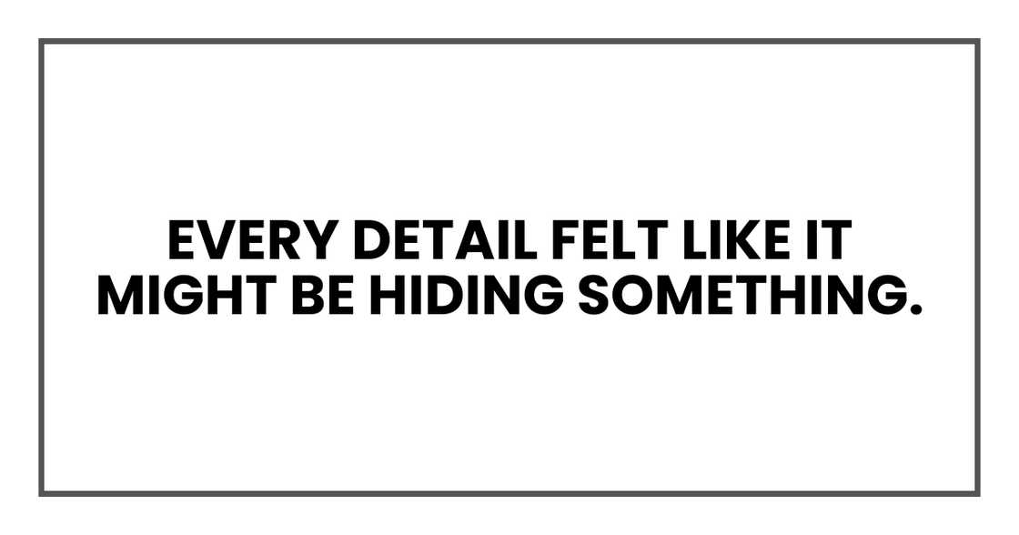Every detail felt like it might be hiding something. Every detail felt like it might be hiding something.