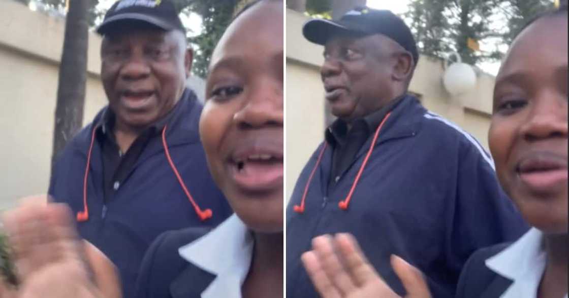 TikTok user @palesadubee and President Cyril Ramaphosa