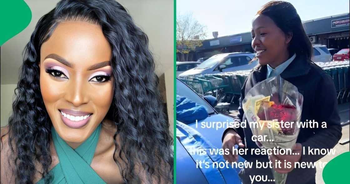 A woman surprised her sister with an Audi car at her workplace A woman surprised her sister with an Audi car at her workplace