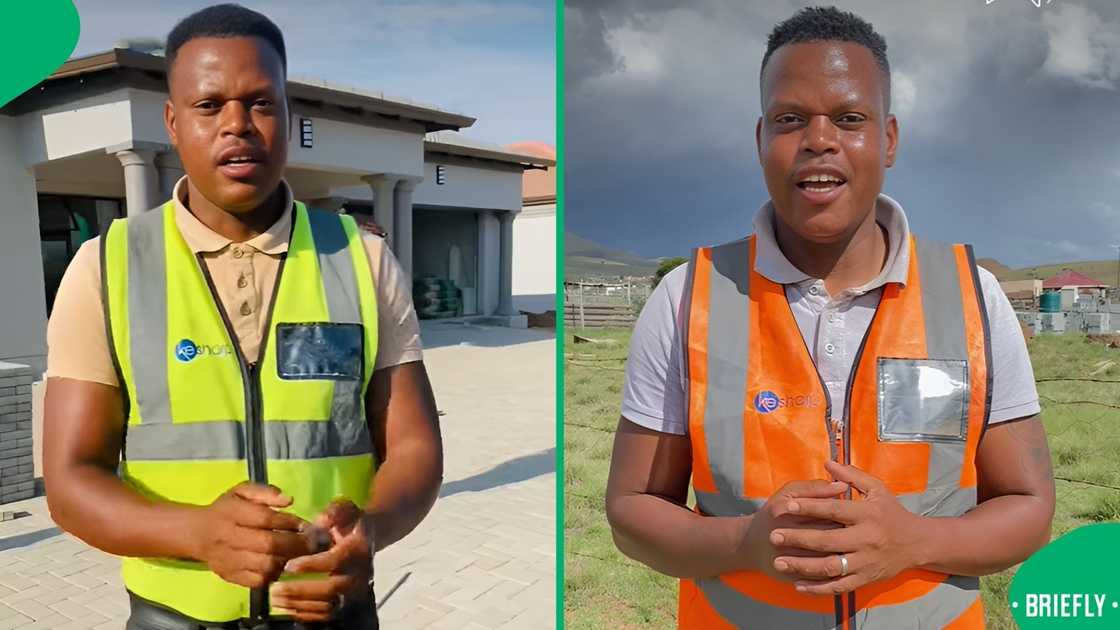 A man gave an update on a home's construction. A man gave an update on a home's construction.