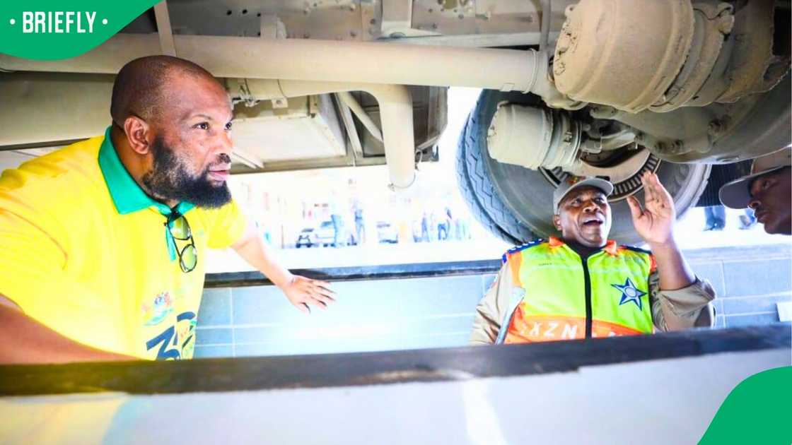 MEC for Transport in KZN, Siboniso Duma, inspecting vehicles MEC for Transport in KZN, Siboniso Duma, inspecting vehicles