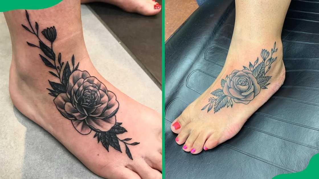 Rose tattoos on foot Rose tattoos on foot