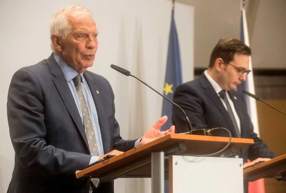 European Union High Representative for Foreign Affairs and Security Policy Josep Borrell, seen speaking in Prague alongside Czech Foreign Minister Jan Lipavsky, voices hope for reviving the Iran nuclear deal