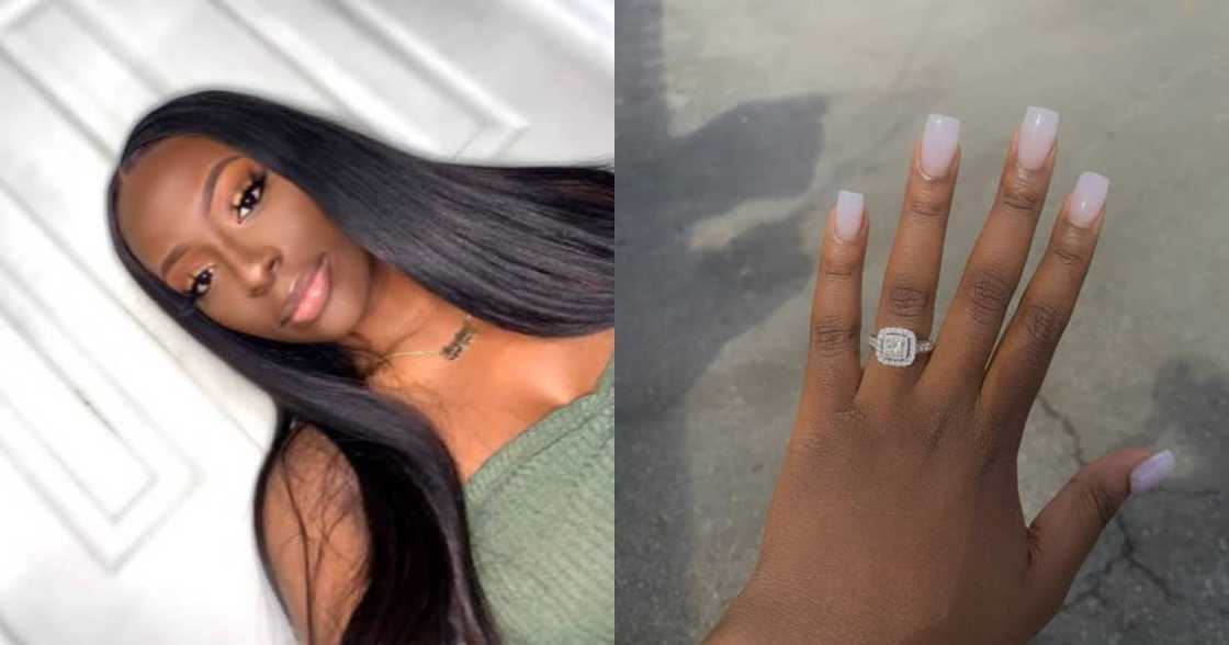 Young Lady Heads Online to Swoon over Her Flashy New Engagement Ring Young Lady Heads Online to Swoon over Her Flashy New Engagement Ring