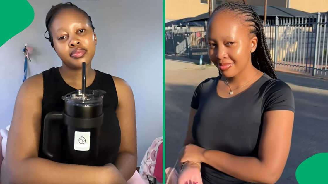 Woman gets a Stanley dupe from her man after he donates blood. Woman gets a Stanley dupe from her man after he donates blood.
