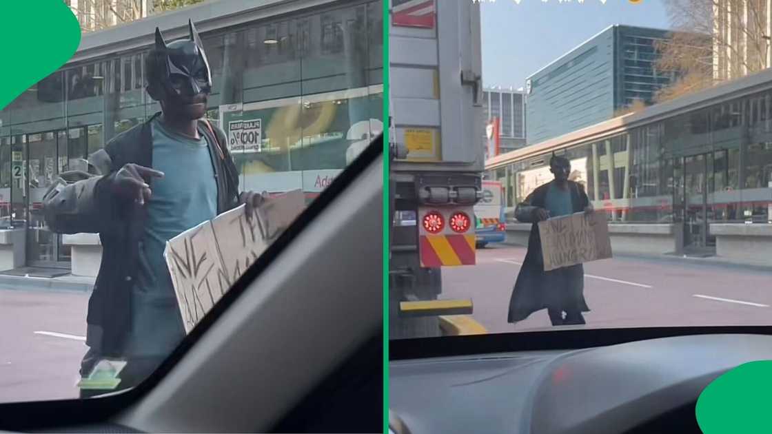 A TikTok video showcasing a man dressed as Batman in Cape Town amused SA. A TikTok video showcasing a man dressed as Batman in Cape Town amused SA.