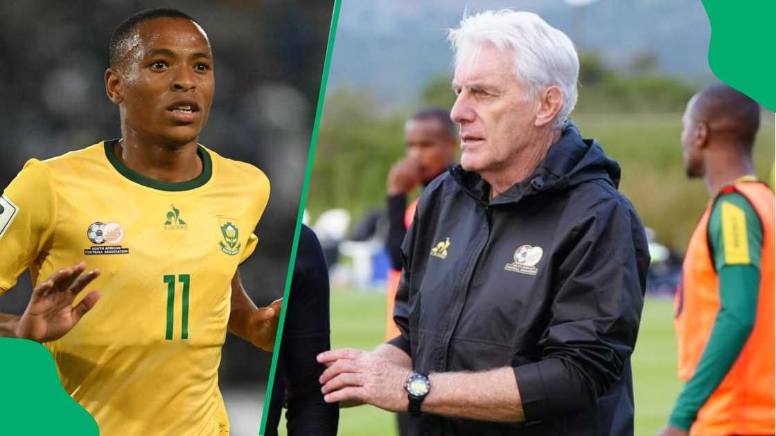 Relebohile Mofokeng was the man of the match against Lesotho for Hugo Broos' side. Relebohile Mofokeng was the man of the match against Lesotho for Hugo Broos' side.