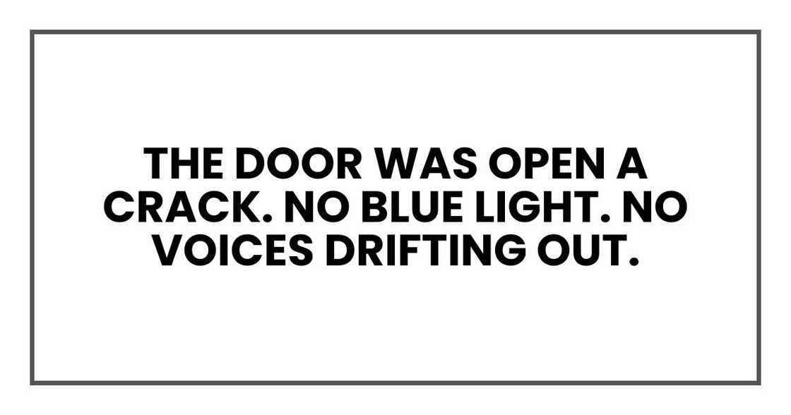 The door was open a crack. No blue light. No voices drifting out.