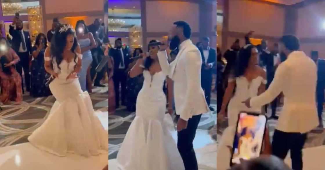 The bride was rapping as her hubby turned into her hype man. The bride was rapping as her hubby turned into her hype man.