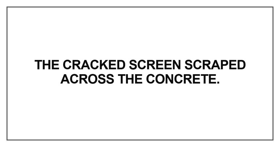 The cracked screen scraped across the concrete