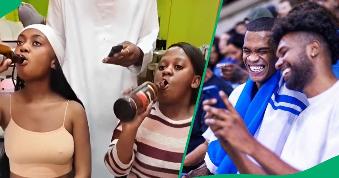 Two Mzansi ladies participated in a hilarious beer challenge for R2k. Two Mzansi ladies participated in a hilarious beer challenge for R2k.