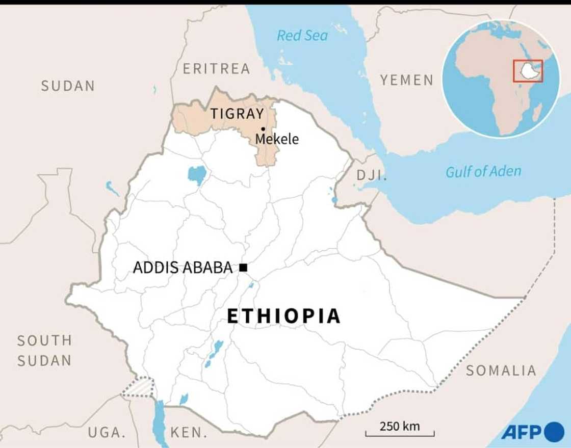 Map of Ethiopia locating Tigray region.