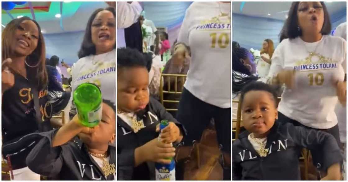 Nigerians react to video of little boy drinking Star Radler at event and dancing with women Nigerians react to video of little boy drinking Star Radler at event and dancing with women
