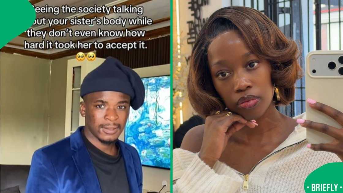 The screenshot on the right captured Thato's brother feeling sad