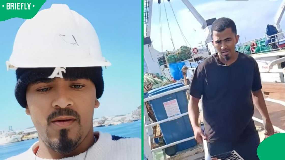 A fisherman braaied on a fishing vessel. A fisherman braaied on a fishing vessel.