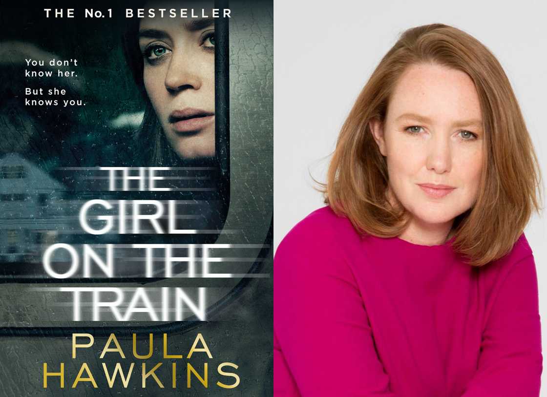 The Girl on the Train cover and Paula Hawkins The Girl on the Train cover and Paula Hawkins