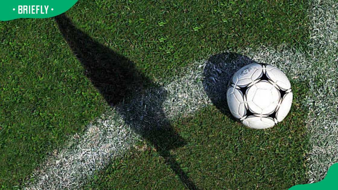 Football on grass by pitch marking Football on grass by pitch marking