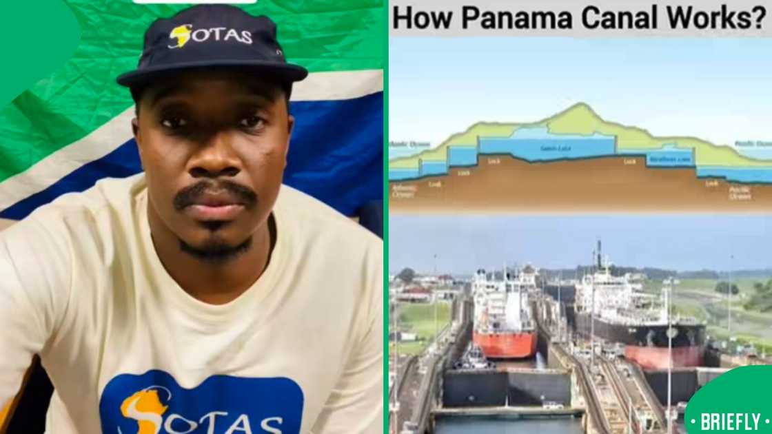 The visual on the right showed how the Panama Canal works The visual on the right showed how the Panama Canal works
