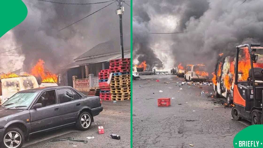 vehicles burned