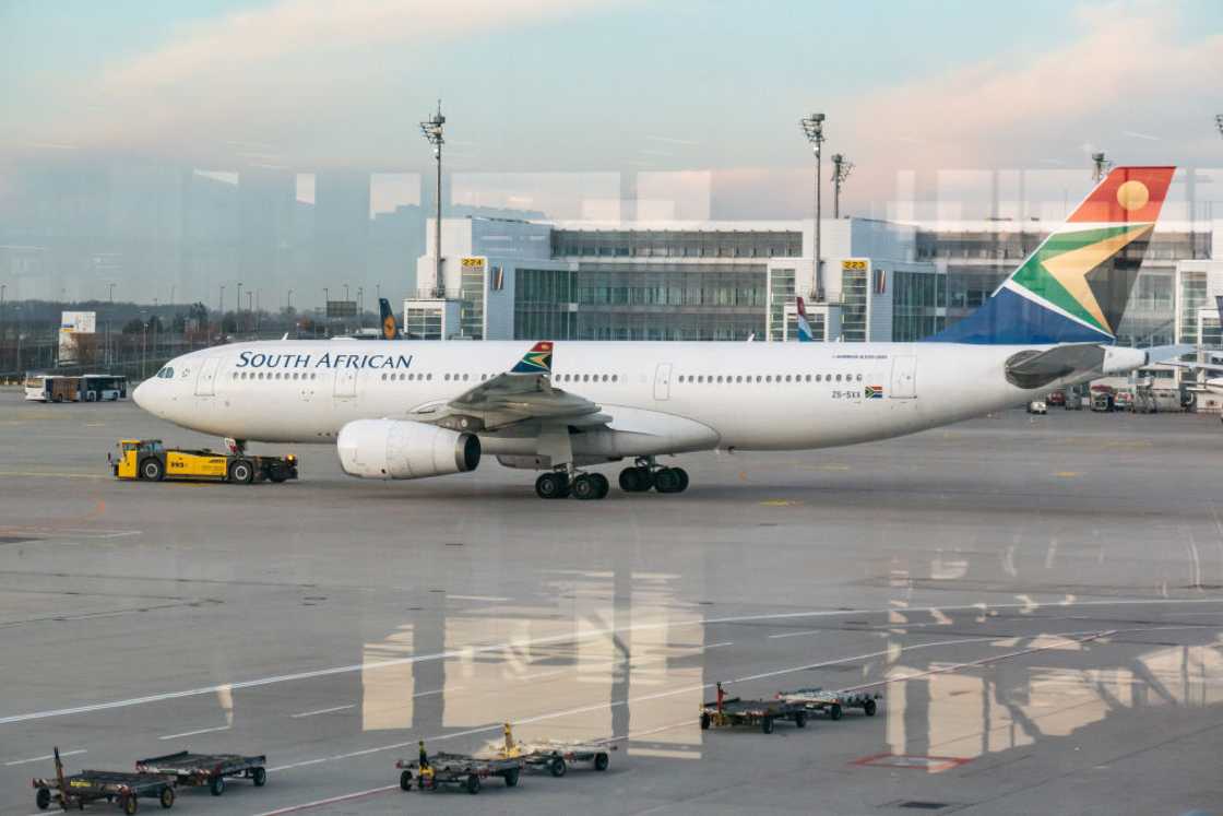 South African Airways airplane as seen on 19 November 2019 at Munich International Airport MUC EDDM named Franz Josef Strauss, Flughafen Munchen, capital of Bavaria, Germany. The aircraft has the registration ZS-SXX with 2x RR jet engines