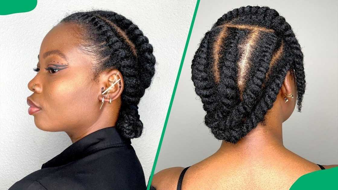 A lady with junk neatly done freehand hairstyles A lady with junk neatly done freehand hairstyles