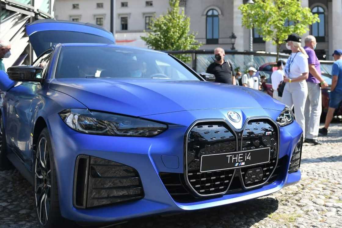 A BMW i4 electric car A BMW i4 electric car