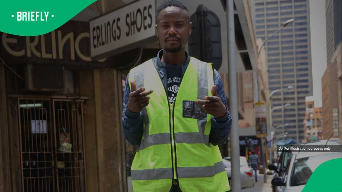The car guard was posing in Johannesburg The car guard was posing in Johannesburg