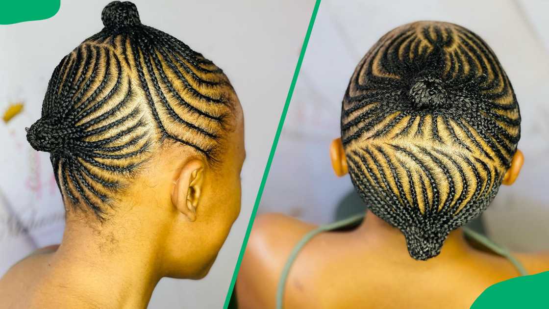 Back and front twin buns freehand hairstyle Back and front twin buns freehand hairstyle