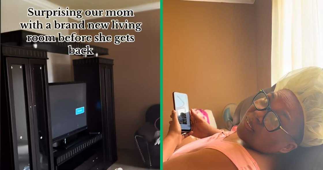 A TikTok video captured two daughters surprising their mother with new living room furniture. A TikTok video captured two daughters surprising their mother with new living room furniture.