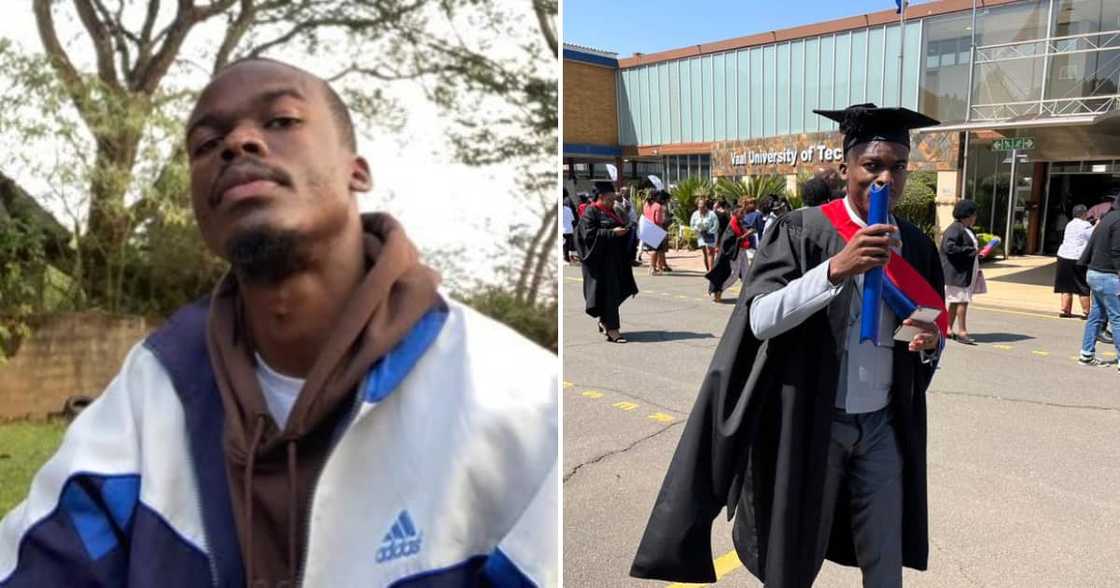 Young man graduating his third degree Young man graduating his third degree
