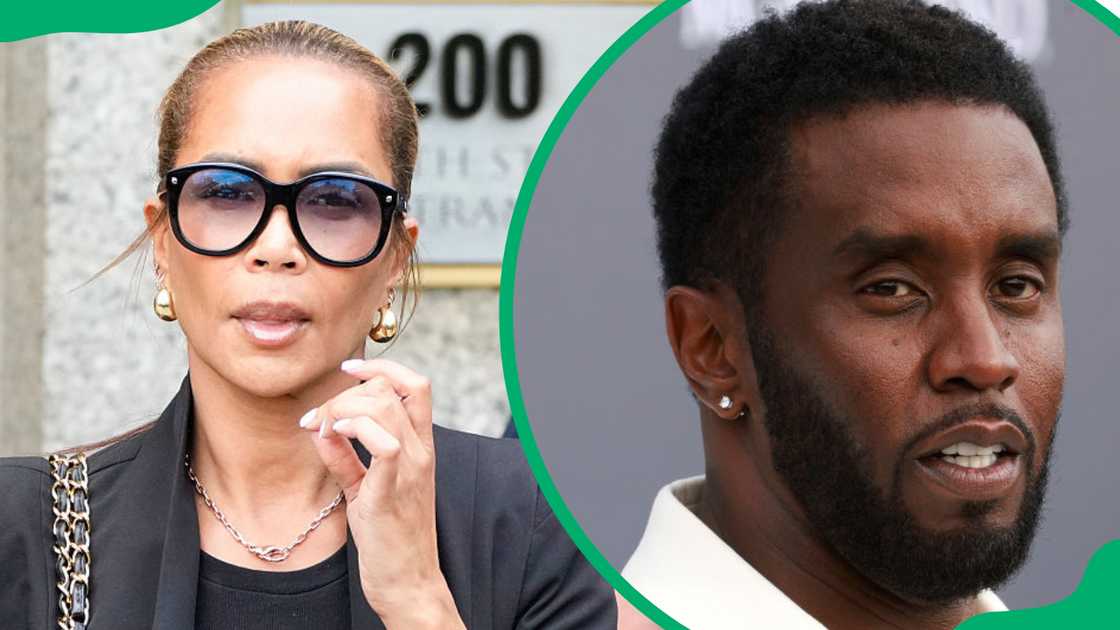 Sarah Chapman at the Manhattan Federal Court in 2025 (L). Diddy during the 2022 Billboard Music Awards (R)