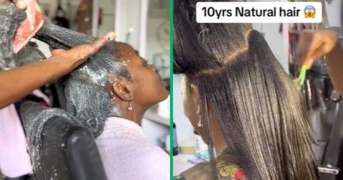 TikTok video shows woman relaxing 10 year old 4c natural hair