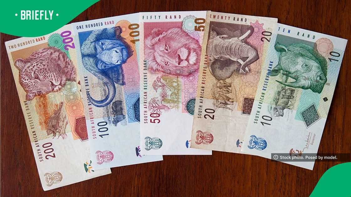 Multiple banknotes starting from R10 to R200