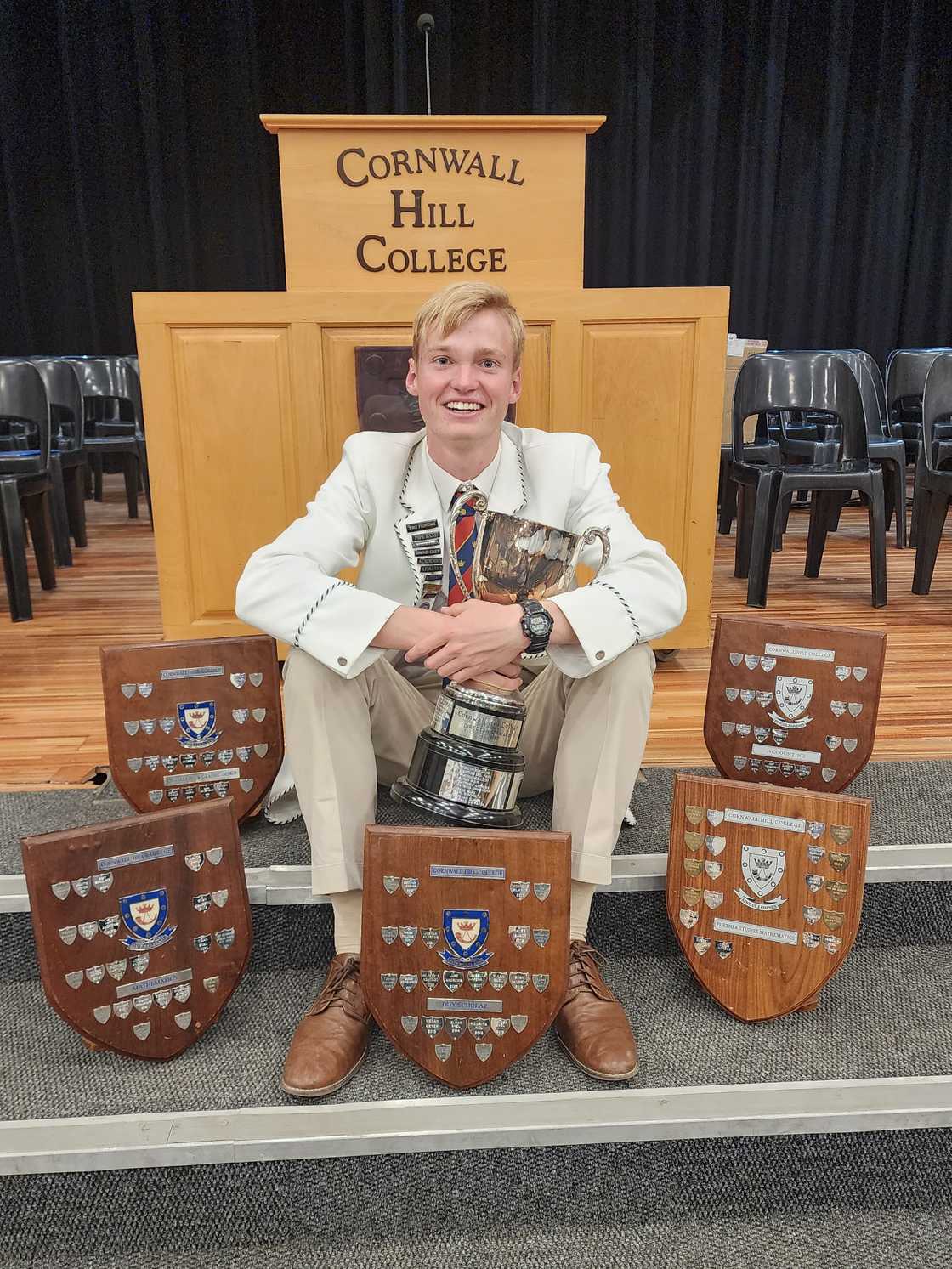 Joshua Andrews with his awards. Joshua Andrews with his awards.