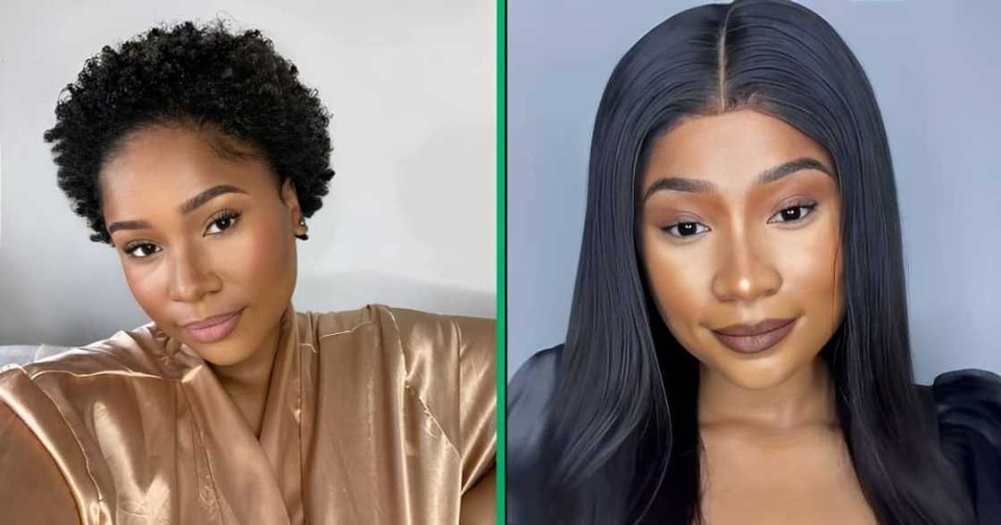 A TikTok video shows a woman unveiling her weight loss journey. A TikTok video shows a woman unveiling her weight loss journey.