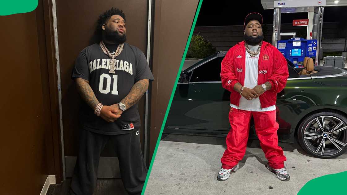 Rod Wave posing for a photo in different outfits