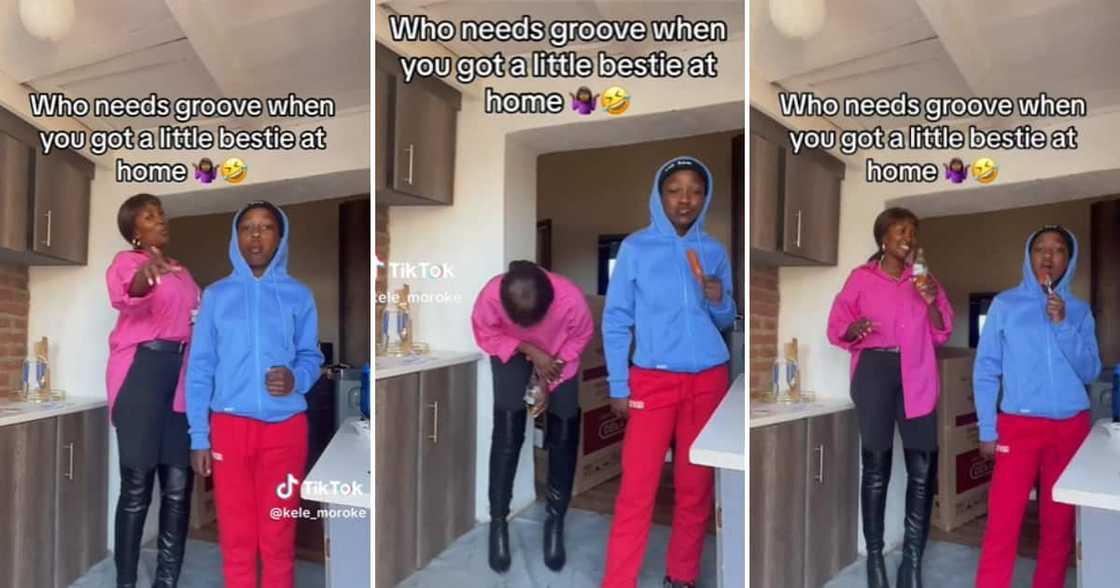 Mother grooving with her child on TikTok Mother grooving with her child on TikTok