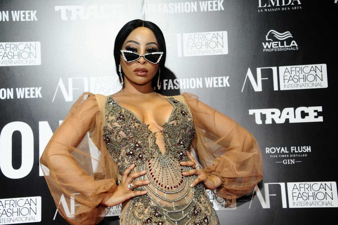 Khanyi Mbau posing for a photo at the Africa Fashion International (AFI) 2019