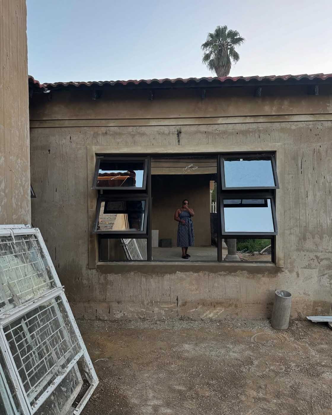 A woman showed her home improvements. A woman showed her home improvements.