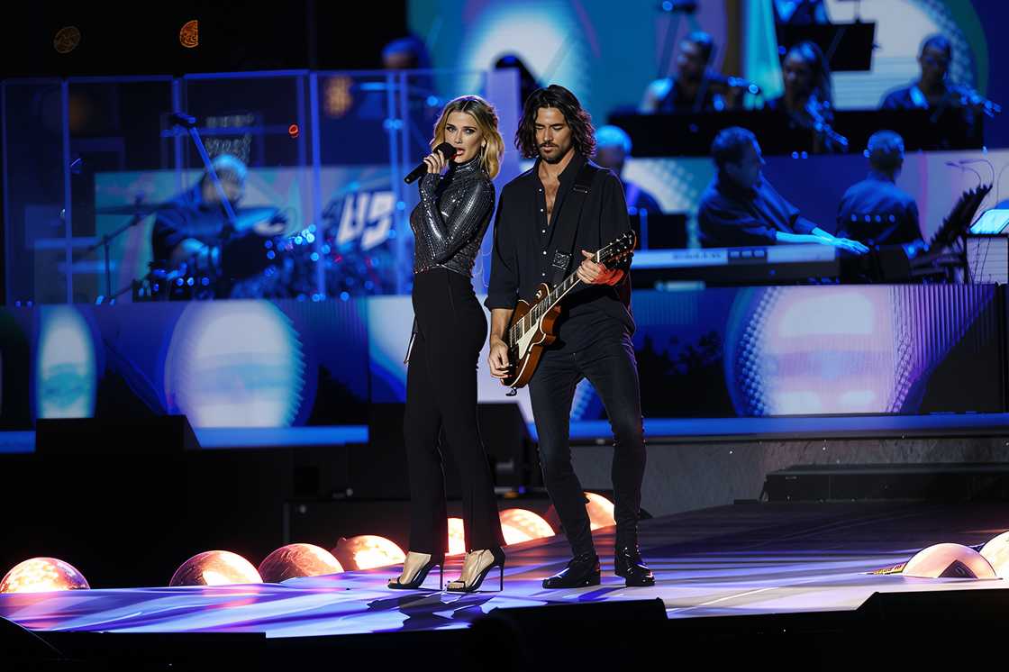 Delta Goodrem and Matthew Copley at Sydney Opera House in Sydney, Australia. Delta Goodrem and Matthew Copley at Sydney Opera House in Sydney, Australia.