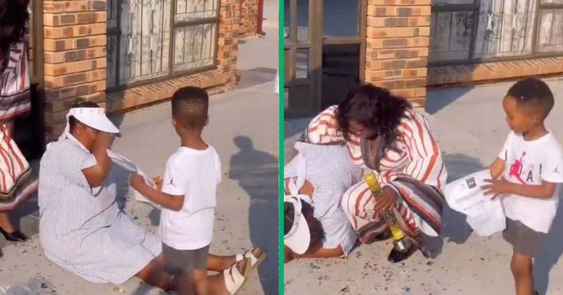 Daughter surprises her mother with her first car.