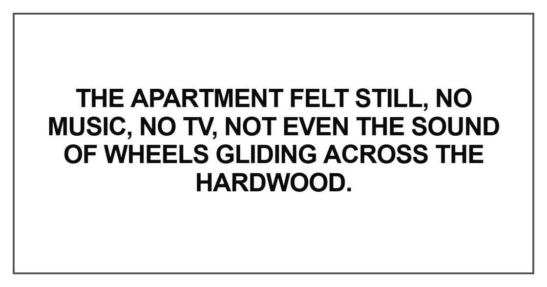 The apartment felt still The apartment felt still