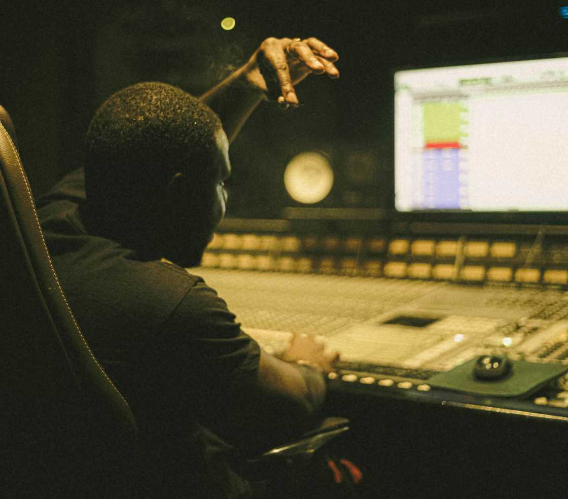 A man recording music in the studio A man recording music in the studio