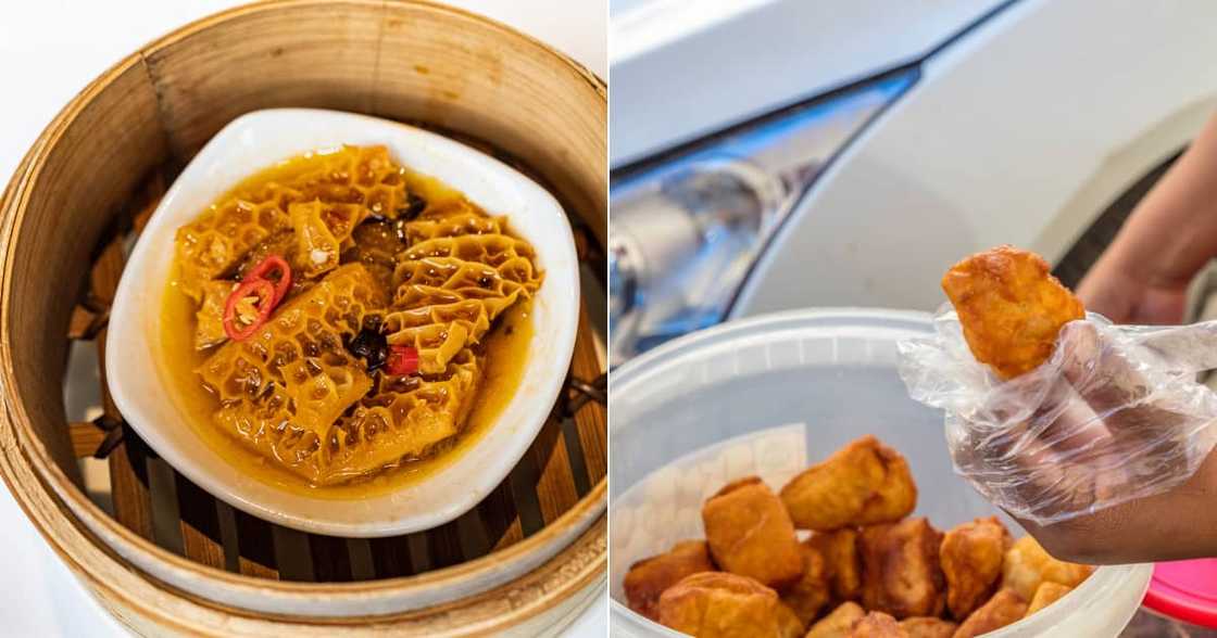 Man eats amagwinya with tripe Man eats amagwinya with tripe