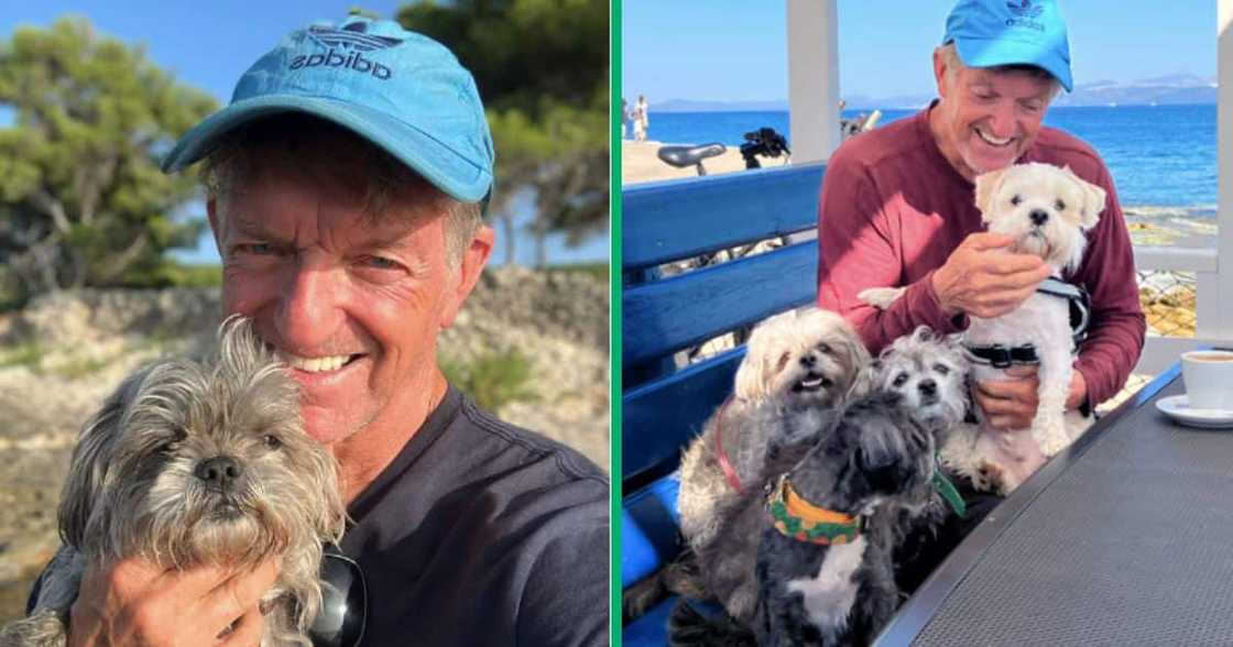 Kobus Olivier and his four dogs which he saved from Ukraine Kobus Olivier and his four dogs which he saved from Ukraine