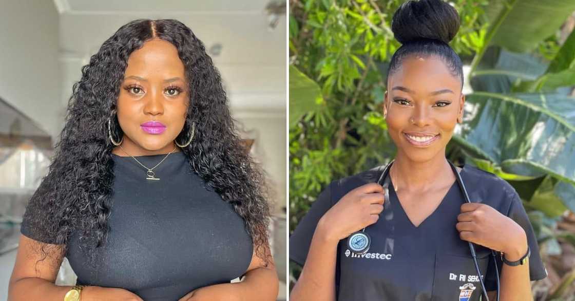 One woman congratulated her younger sister for becoming a doctor One woman congratulated her younger sister for becoming a doctor