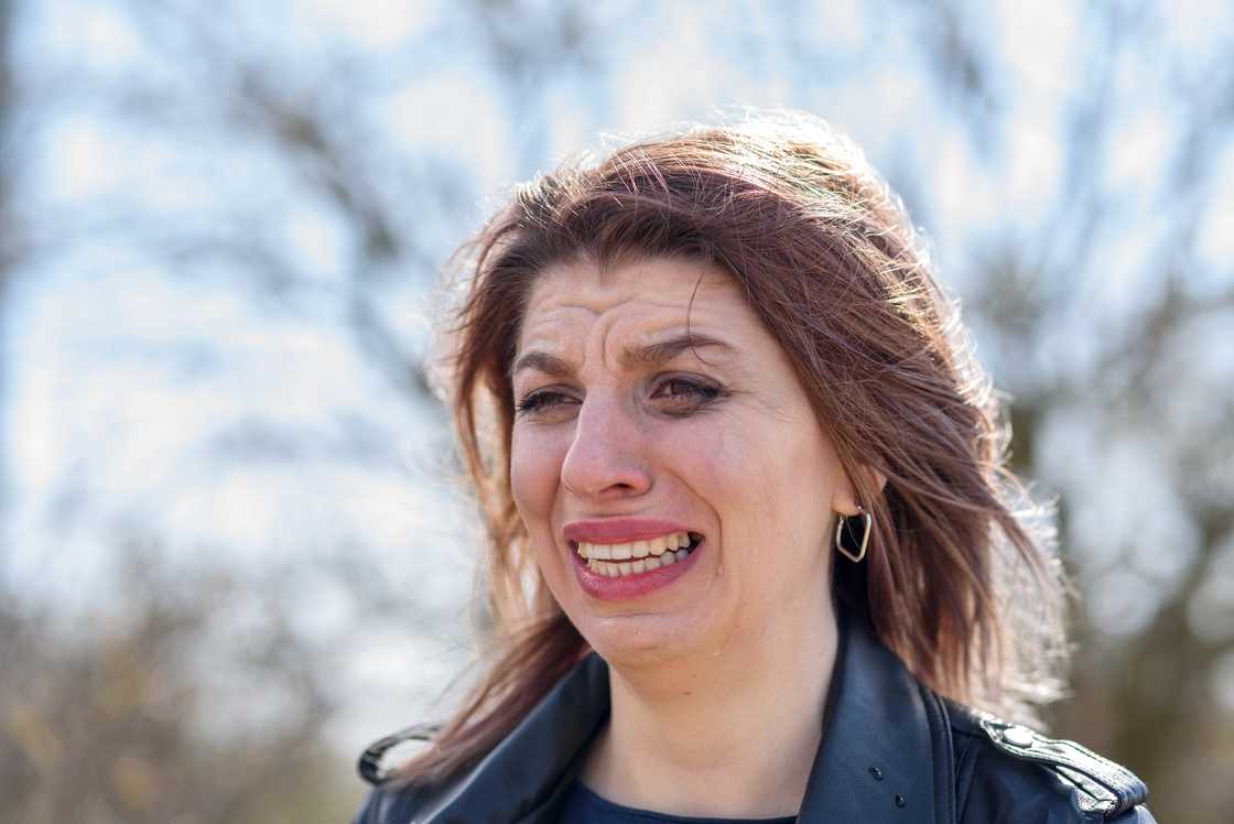 An upset woman.
